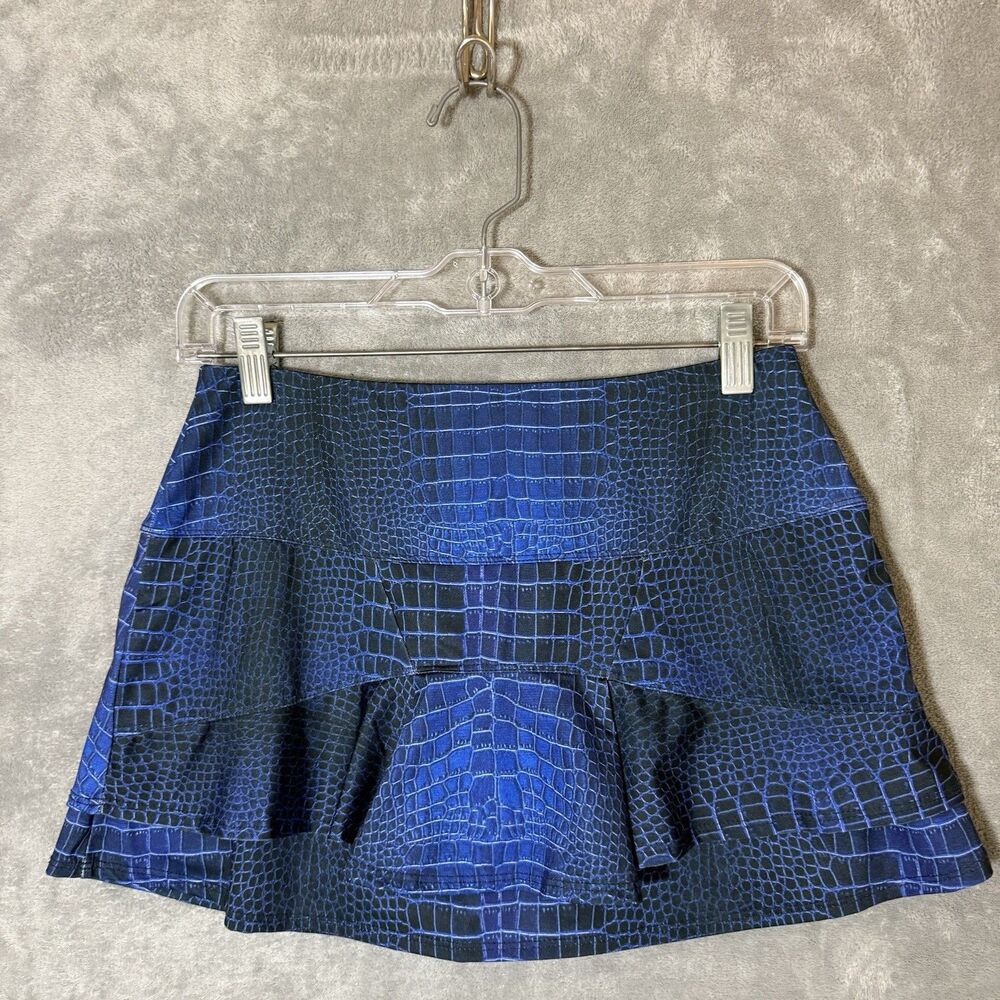 Lucky in Love Blue Black Reptile Print Tennis Skort Women S Tennis Pickleball